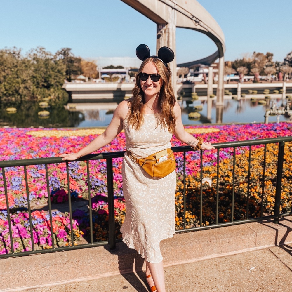 Pink ditsy floral midi dress